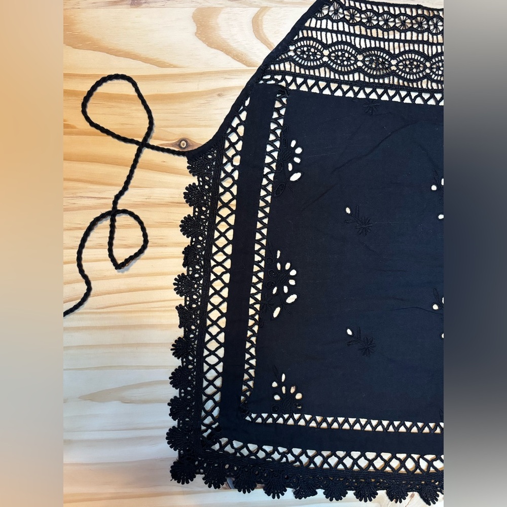 Free People Black Lace Trim Women's Spaghetti String Top - Picture 4 of 8